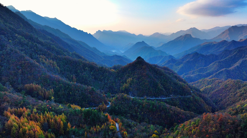 深秋時(shí)節(jié)，大巴山呈現(xiàn)出層林盡染的秋日美景。李野攝